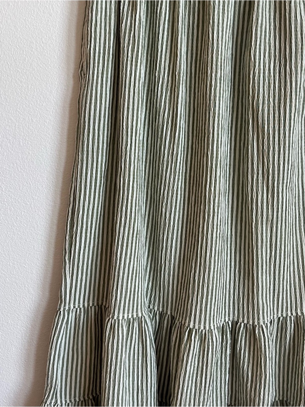 Max Studio Olive & White Striped Tiered Maxi Skirt - Picture 3 of 4
